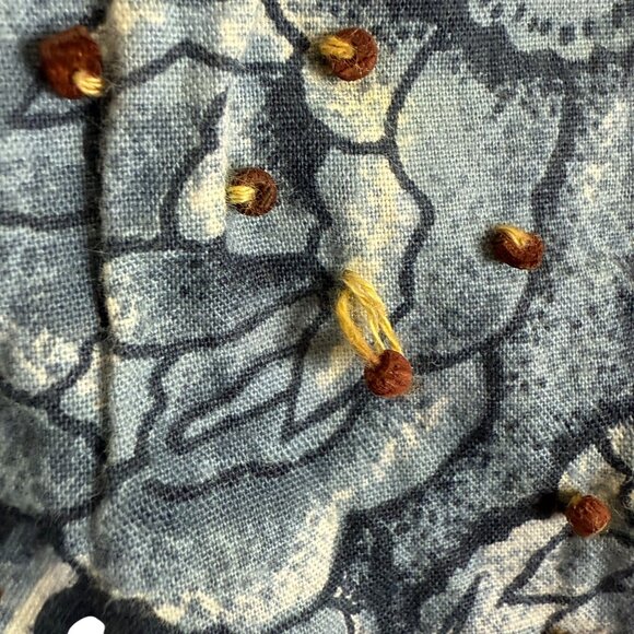 Vtg Casey & Max Button Up Patchwork Vest Sz Large Beaded Cotton Floral Blue Gold - Picture 8 of 12